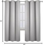 LEMOMO Light Grey Thermal Blackout Curtains/42 x 72 Inch/Set of 2 Panels Room Darkening Curtains for Bedroom