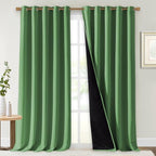 NICETOWN Total Shade Curtains and Draperies, Forest Green, Package of 2, 62 inches Wide x 95 inches, LongHeavy-Duty Full Light Shading Drapes with Black Liner Backing for Villa/Hall/Dorm Window