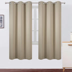 LEMOMO Beige Thermal Blackout Curtains/42 x 72 Inch/Set of 2 Panels Room Darkening Curtains for Bedroom