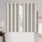 MIULEE 100% Blackout Linen Curtains for Bedroom 52x54 Inches Cream White