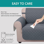 U-NICE HOME Recliner Chair Covers Reversible Chair Cover Pet Covers for Dogs with Elastic Straps Water Resistant Diamond Quilted (28''Recliner Oversized, Dark Blue/Light Grey)