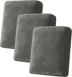 Couch Cover Stretch Velvet Sofa Cushion Cover 3-Piece - Elastic Washable Slipcover for Seat or Backrest, Couch Seat Covers for Sofas (Grey)