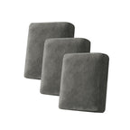 Taque Couch Cover Stretch Velvet Sofa Cushion Cover 3-Piece - Elastic Washable Slipcover for Seat or Backrest, Couch Seat Covers for Sofas (Grey)