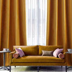 MIULEE 2 Panels Blackout Velvet Curtains Solid Soft Grommet Mustard Yellow Curtains Black Out Thermal Insulated Soundproof Room Darkening Drapes/Panels for Fall Living Room Bedroom 52 x 96 Inch Length