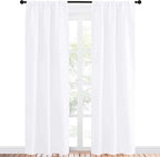 NICETOWN White Bedroom Curtain Panels - Multi-Function Noise Reducing Performance Window Treatment Thermal Insulated Rod Pocket Room Darkening Drapes for Nursery (2 Panels, 34 by 84)