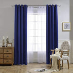 NICETOWN Blackout Curtains and Drapes for Living Room - Extra Long Room Darkening Thermal Insulated Solid Window Blackout Draperies (Navy Blue, 1 Pair, 52 x 95-Inch)