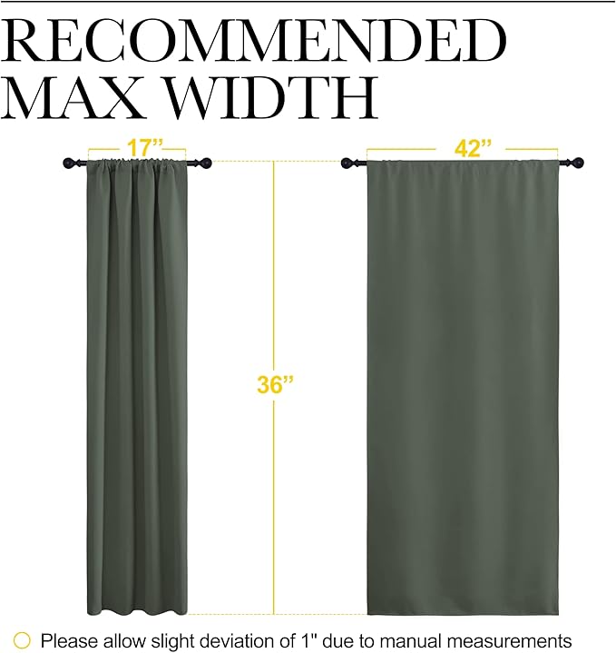 NICETOWN Bedroom Curtains Blackout Draperies - All Season Thermal Insulated Solid Rod Pocket Top Blackout Curtains/Drapes for Kid's Room (Dark Mallard, 1 Pair, 42 x 36 Inch)