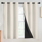 SimpleHome 100% Blackout Curtains for Bedroom,Thermal Insulated Cream Grommet Window Drapes Room Darkening Curtains for Living Room with Black Back,42 x 54 Inch,2 Panels