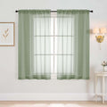 Sage Green Window Sheer Curtains 54 inch Length, Soft Airy Light Filtering Sheer Curtain 2 Panels Set, Dual Rod Pocket Gauze Drapes for Living Room Bedroom, 2x42Wx54L Inches