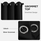 Joydeco Christmas Blackout Curtains for Living Room, Black Curtains 90 Inch Long 2 Panels Set, Room Darkening Grommet Drapes for Bedroom Window (Black, W52 x L90 Inch)