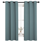NICETOWN Modern Blackout Curtains Noise Reducing, Thermal Insulated and Privacy Room Darkening Drape Panels for Boy's Guest Room Door Small Short Window (Greyish Blue, 2 Panels, W34 x L63 -Inch)