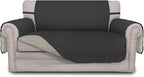 Easy-Going Reversible Loveseat Couch Cover for 2 Cushion Couch Sofa Cover for Dogs Water Resistant Furniture Protector with Foam Sticks Elastic Straps for Pet (Loveseat, Darkgray/Beige)
