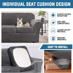 H.VERSAILTEX Real Velvet Plush 3 Piece Stretch Sofa Covers Couch Covers for 2 Cushion Couch Sofa Slipcovers Width Up to 90 Inch Feature Thick Soft Stay in Place (Large Sofa, Grey)