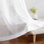NICETOWN White Sheer Curtains for Living Room 90 inches Long - Grommet Light Filtering Voile Sheer Doorway Drapes Lightweight & Breathable Window Treatments for Bedroom, W42 x L90, 2 Panels