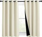 NICETOWN Warm Curtains for Winter, Bedroom Full Blackout Curtain Panels, Great Job for Blocking Light, Complete Blackout Draperies with Black Liner for Night Shift (Beige, Set of 2, 46 by 54-inch)