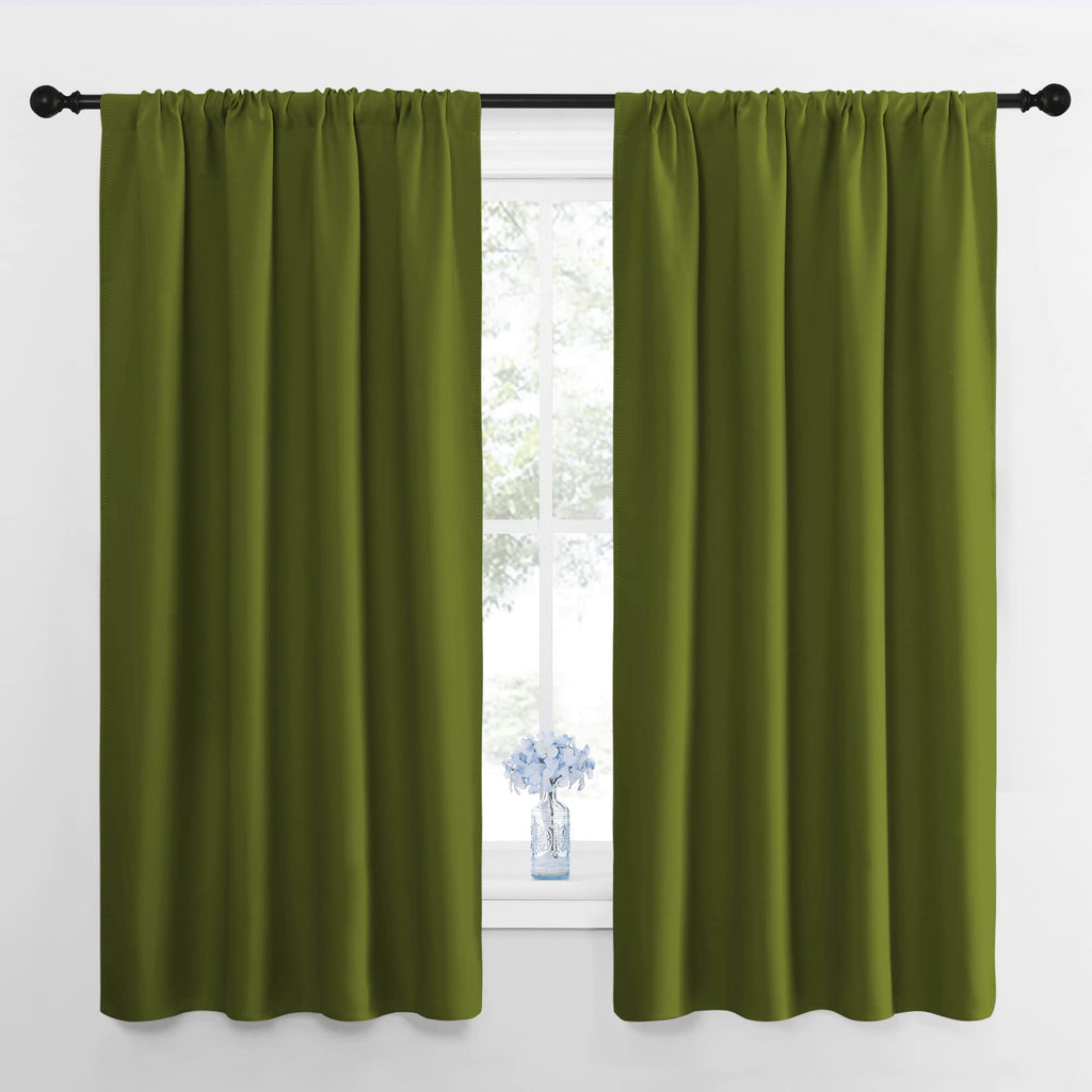 NICETOWN RV Blackout Curtains for Camper Windows, Olive, 29" Wide by 50" Long, 2 PCs, Short Blackout Curtains & Drapes, Thermal Insulated Blackout Curtain Panels for Kids Room, Play Room