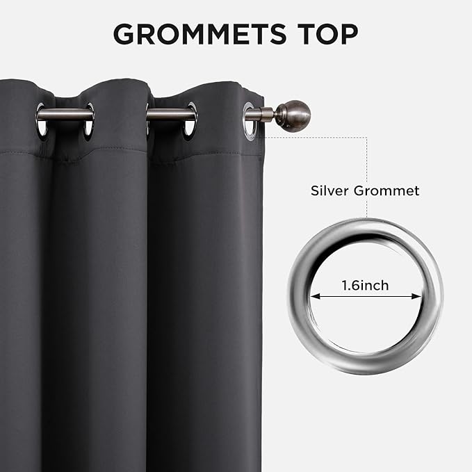 Joydeco Blackout Curtains 63 Inch Length 2 Panels Set, Thermal Insulated Long Drapes 2 Burg, Room Darkening Grommet Drapes for Living Room Bedroom Window