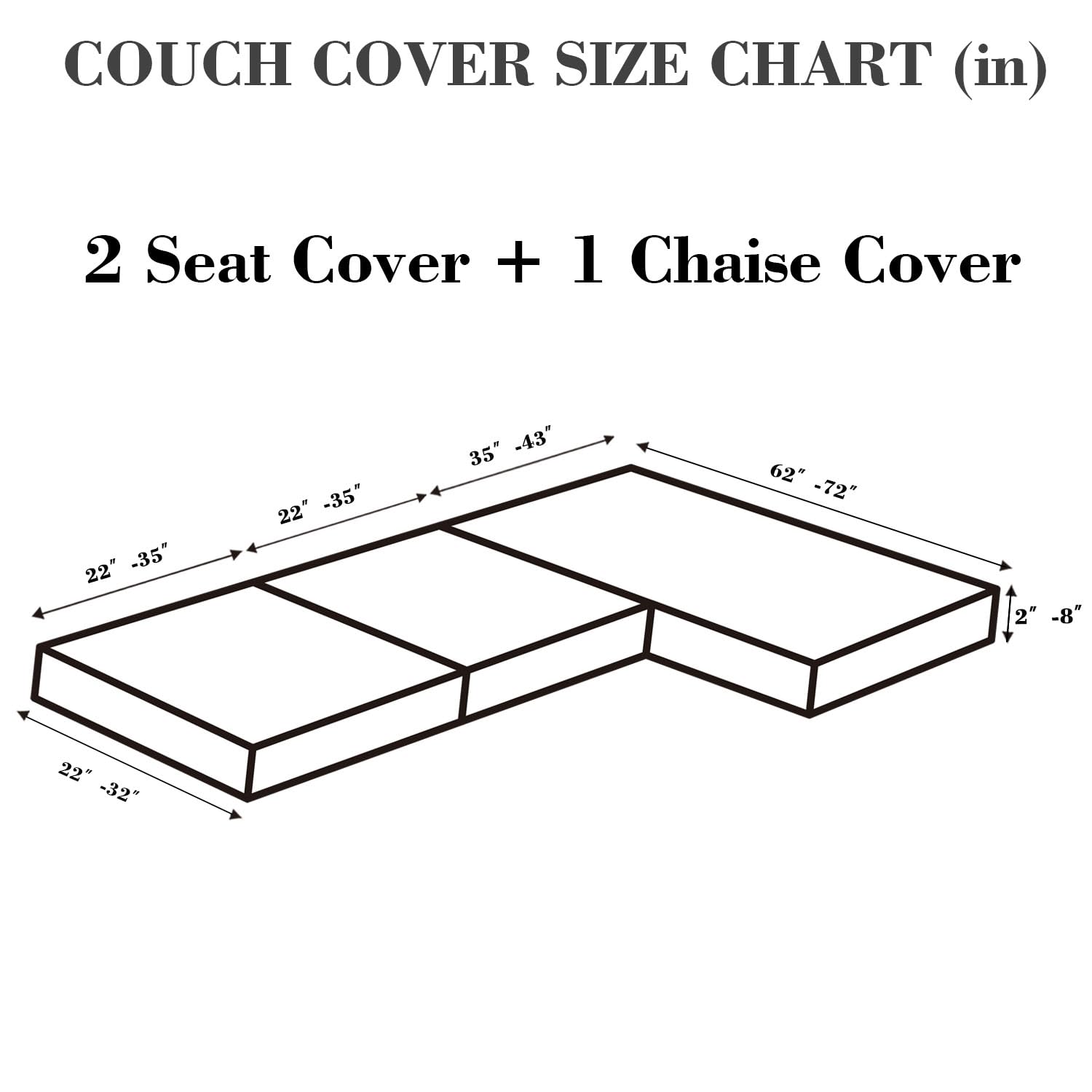 Disayu Sofa Covers Couch Covers for Sofa Pet Friendly Couch Cushion Covers Universal Sofa Covers Washable Stretch Slipcovers for Sectional Sofa (Texture Blue, 2 Seats + Chaise Cover)