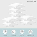 LANE LINEN Throw Pillow Inserts 18" x 18" - Set of 8 White Down Alternative Pillows for Bed, Sofa, and Couch - Fluffy Decorative Stuffer Pillow for Indoors