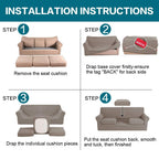 Turquoize 4 Piece Couch Covers for 3 Cushion Couch Sofa Pet Friendly Stretch Couch Cover for Dogs Washable Sofa Covers with Individual Couch Cushion Covers, Jacquard Fabric (3 Cushion Sofa, Taupe)