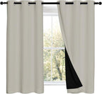 NICETOWN 100% Blackout Curtains 54 inches Long, Double-Deck Completely Blackout Window Treatment Thermal Insulated Lined Drapes for Small Window (Natural, 1 Pair, 42 inches Width Each Panel)
