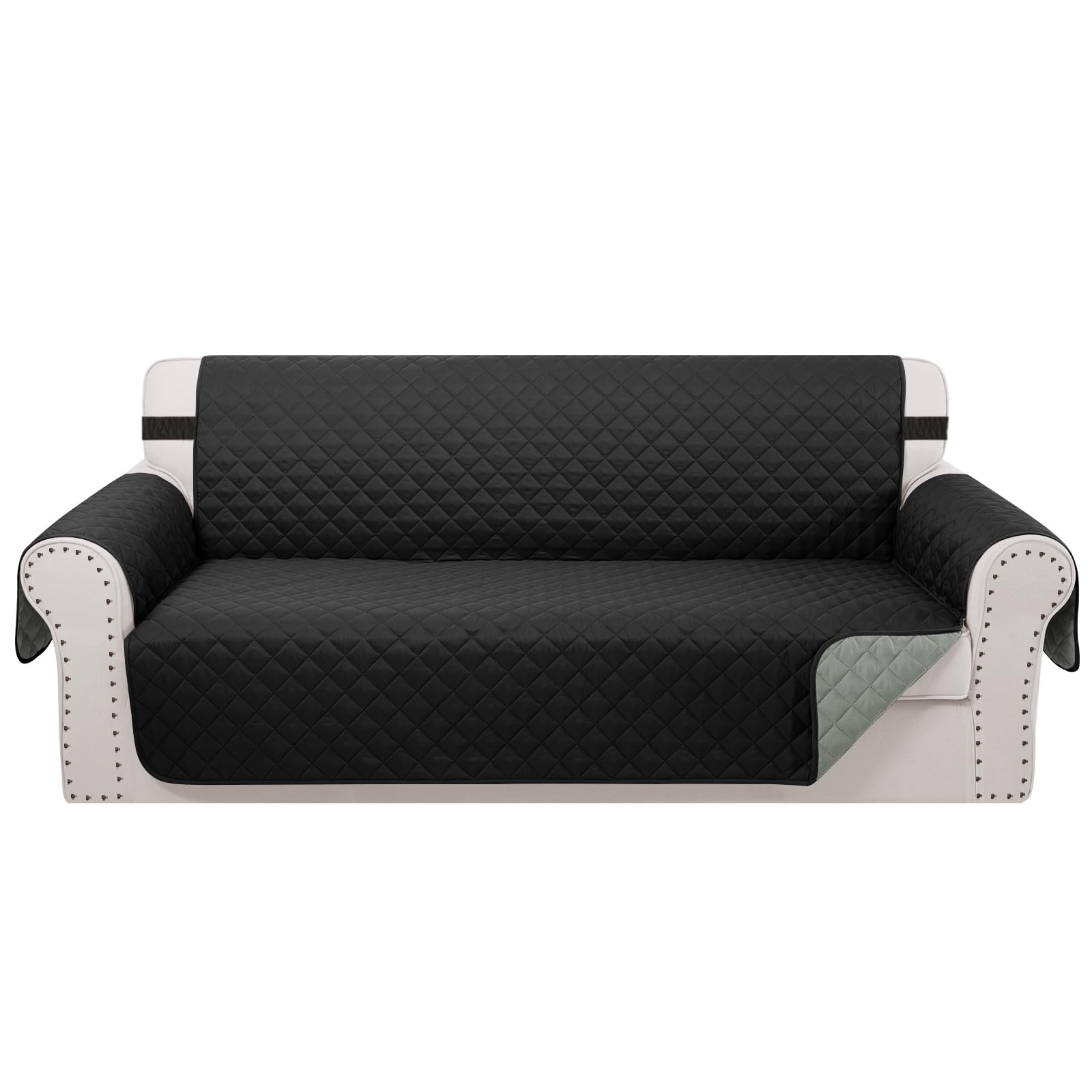 Luxshare Home Reversible 4 Seater Sofa Cover 91" Large, Sofa, Black/Grey