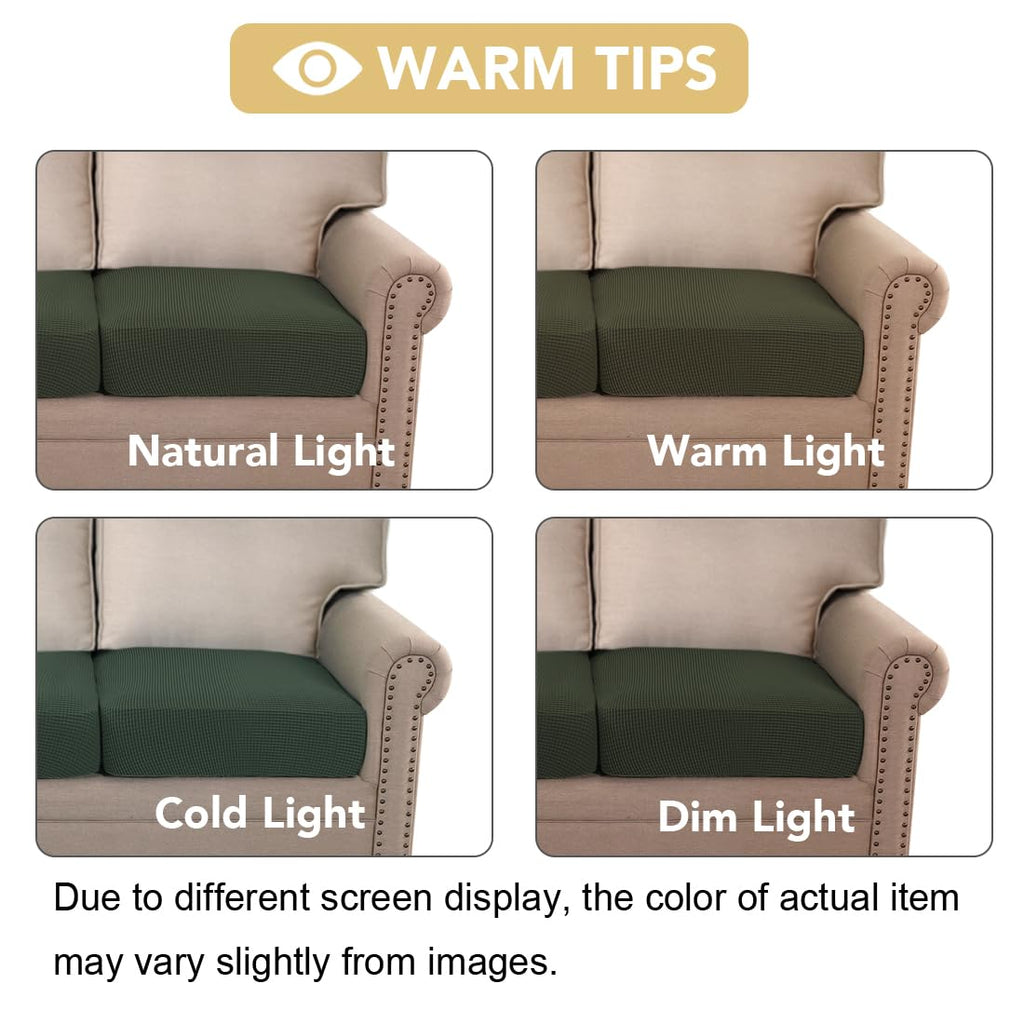 H.VERSAILTEX Super Stretch Individual Seat Cushion Covers Sofa Covers Couch Covers Slipcover Sets Thick Jacquard Textured Twill Fabric (2 Piece Large Sofa Cushion Covers, Olive)