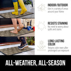 GORILLA GRIP 100% Waterproof All-Season WeatherMAX Doormat, 47x35, US Designed Natural Rubber, Stain and Fade Resistant, Low Profile Indoor Outdoor Door Mats, Easy Clean Patio Mat, Tan Pawprints