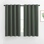 NICETOWN Blackout Curtains 45 inch Long for Bedroom - Window Treatment Thermal Insulated Blinds Solid Grommet Vertical Drapes for Kitchen, Dark Mallard, Set of 2, W52 x L45