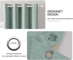 MIULEE 100% Blackout Linen Curtains for Bedroom 52x84 Inches Seafoam Green