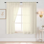 Cream Sheer Curtains 63 Inch Length 2 Panels, Voile Sheer Curtain for Living Room, Breathable Light Filtering Modern Window Treatments, Soft Fabric Dual Rod Pocket Drapes, 2x42Wx63L Inches
