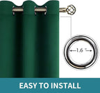 BGment Blackout Curtains - Grommet Thermal Insulated Room Darkening Bedroom and Living Room Curtains, Set of 2 Decorative Curtain Panels (42 x 84 Inch, Emerald Green)