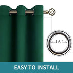BGment Blackout Curtains for Kids Bedroom - Grommet Thermal Insulated Room Darkening Curtains for Living Room, Set of 2 Panels (42 x 72 Inch, Emerald)