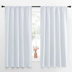 NICETOWN Greyish White Bedroom Curtain Panels - Multi-Function Noise Reducing Performance Window Treatment Thermal Insulated Room Darkening Drapes for Nursery (2 Panels, 52 by 63)
