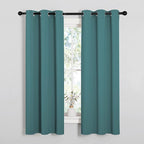 NICETOWN Kitchen Curtain Panels Blackout Draperies, Thermal Insulated Solid Grommet Blackout Curtains/Drapes (Sea Teal, One Pair, 34 by 63-Inch)