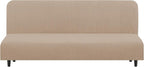 U-NICE HOME Stretch Futon Cover Armless Bed Slipcover - Soft Jacquard Fabric Washable for Pet Friendly, Camel
