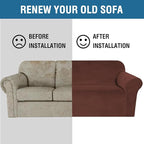 H.VERSAILTEX Stretch Velvet Sofa Covers Large Couch Covers Furniture Protector Soft with Non Slip Elastic Bottom, Feature Thick Comfy Rich Velour (Extra Large Sofa 98"-105", Burnt Brick)