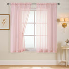 Blush Sheer Curtains 63 Inch Length 2 Panels, Voile Sheer Curtain for Living Room, Breathable Light Filtering Modern Window Treatments, Soft Fabric Dual Rod Pocket Drapes, 2x42Wx63L Inches