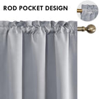 DWCN Blackout Curtains Room Darkening Thermal Insulated Bedroom Curtains Window Curtain Panels, 42 x 54 inches Long, Set of 2 Silver Grey Rod Pocket Drapes