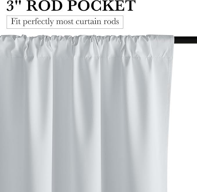 RYB HOME Short White 100% Blackout Curtains for Small Window