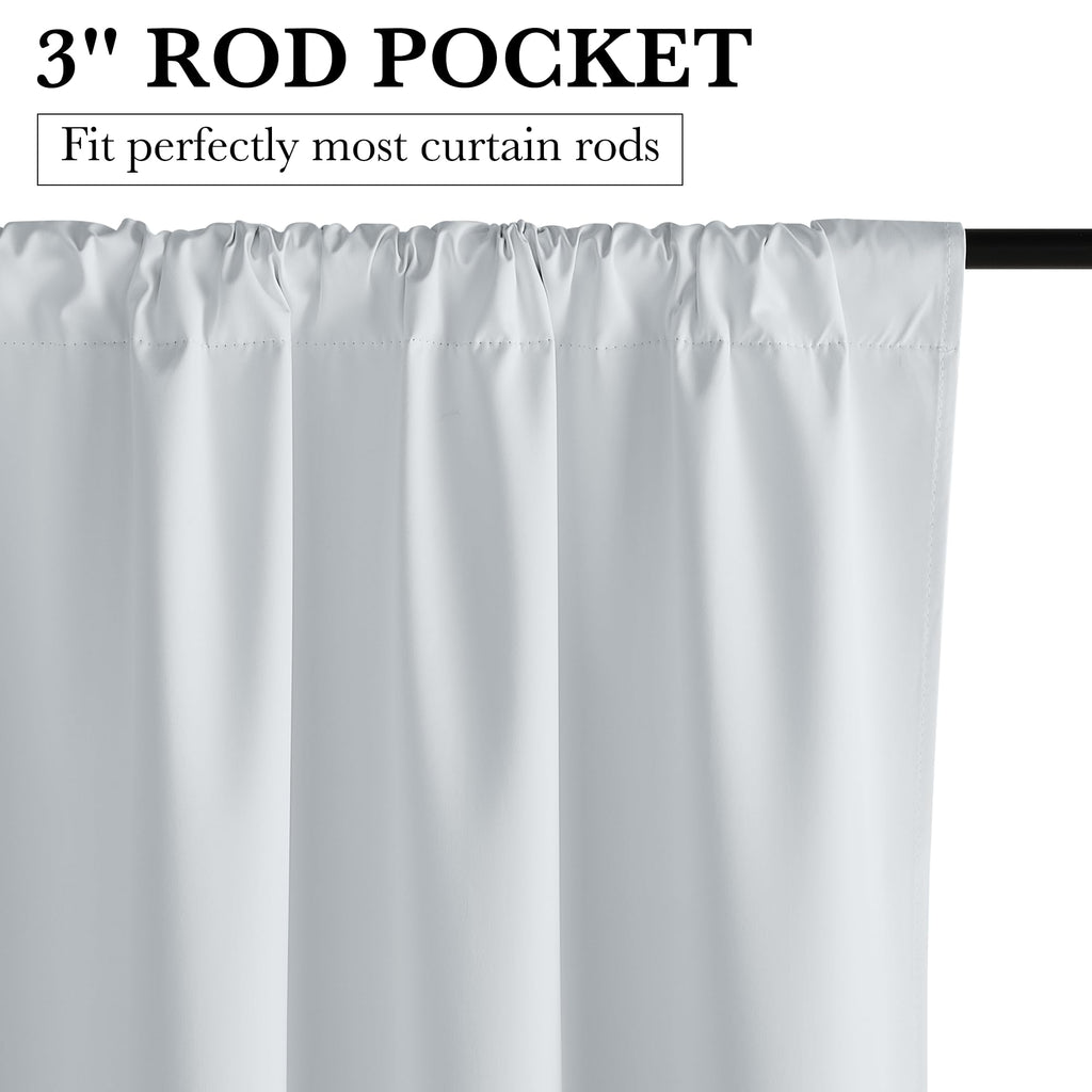 RYB HOME Short White 100% Blackout Curtains for Small Window