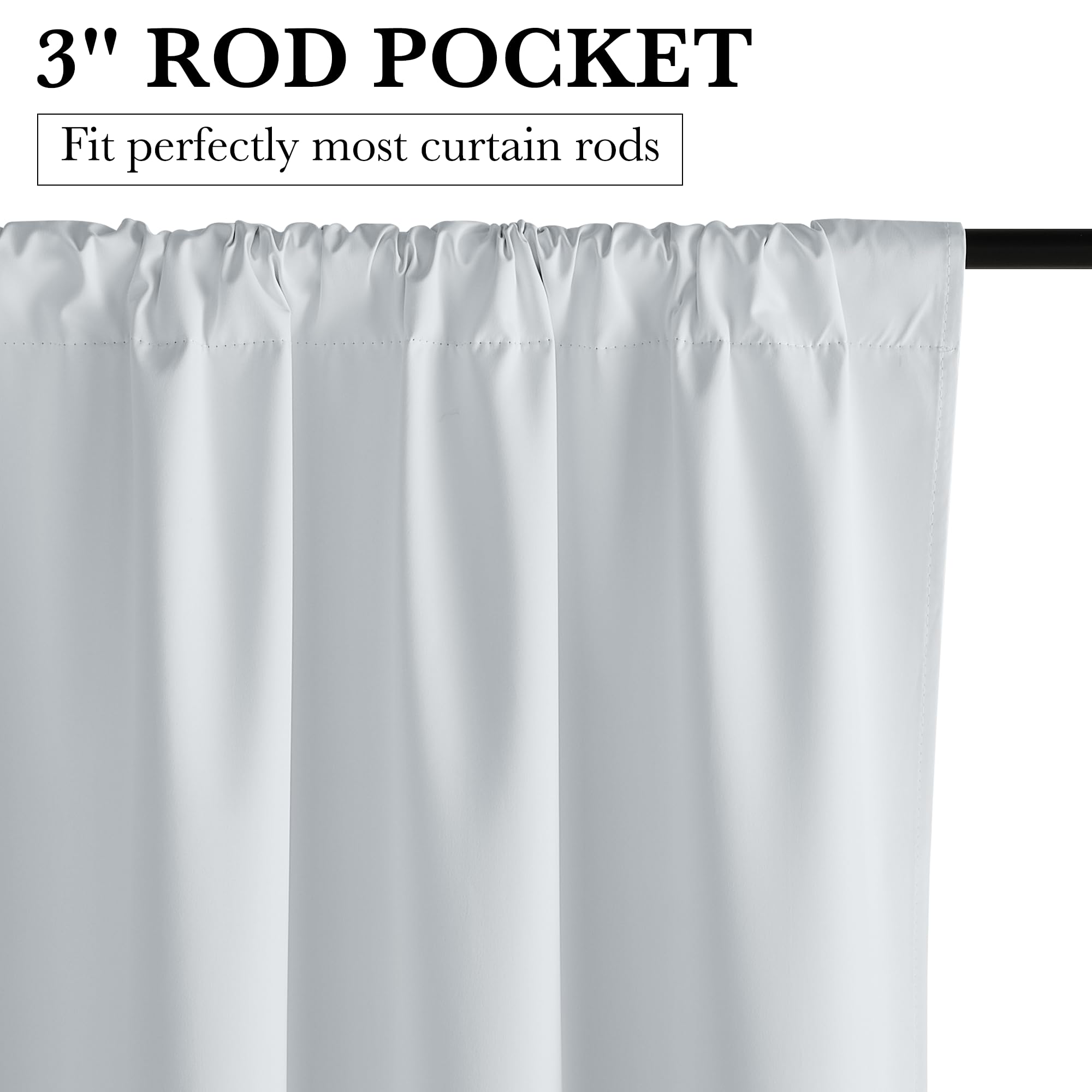 RYB HOME Short White 100% Blackout Curtains for Small Window