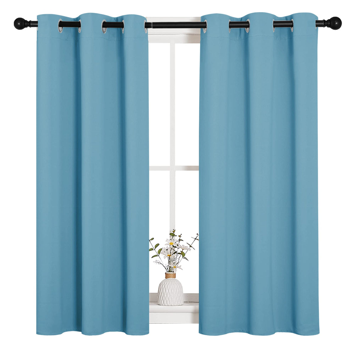 NICETOWN Black Blackout Curtains for Living Room 55" w x 86" L 2 Panels