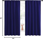NICETOWN Curtains Blackout Draperies - Modern Design Thermal Insulated Solid Rod Pocket Top Blackout Drapes for Kid's Bedroom, Window Coverings (Navy Blue, 1 Pair, 52 x 63 inches)