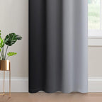Yakamok Light Blocking Grommet Ombre Curtains,Symmetrical Gradient Color Curtains, Room Darkening Drapes for Bedroom (Black and Greyish White, 52x96 Inch, Set of 2)