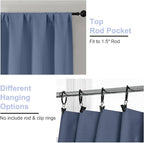 Simplebrand Ava Denim Blue Blackout Curtains for Bedroom 90 Inches Long 2 Panels Set, Solid Privacy Energy Saving Living Room Window Treatment Curtains Blackout Drapes, W40 x L90 Inch, Denim Blue