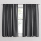 PONY DANCE Blackout Curtains for Bedroom/Living Room - 54 Inches Long Curtain Drapes with Back Loops Rod Pocket Design Thermal Insulated Privacy Protect Energy Saving, 52 W x 54 L, Dark Gray, 1 Pair