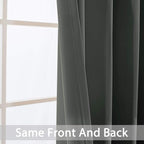 Yakamok Dark Grey Blackout Curtains, Grommet Thermal Insulated Room Darkening Blackout Drapes for Bedroom/Living Room, 2 Panels, 52W x 63L Inch