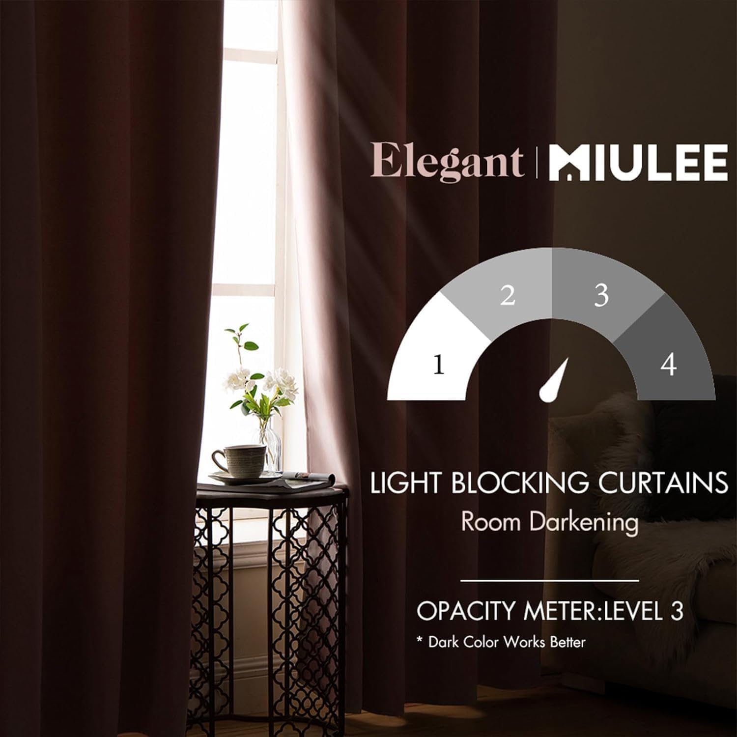 MIULEE Light Pink Blackout Bedroom Curtains Drapes 84 Inch Long 52"x84"