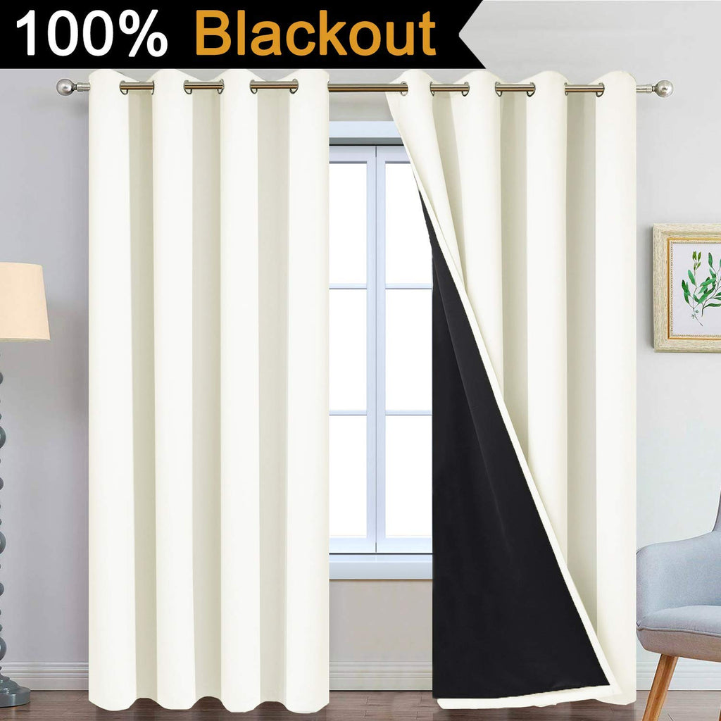 Yakamok Cream 100% Blackout Curtains 84 Inches Long for Bedroom 52" Wide